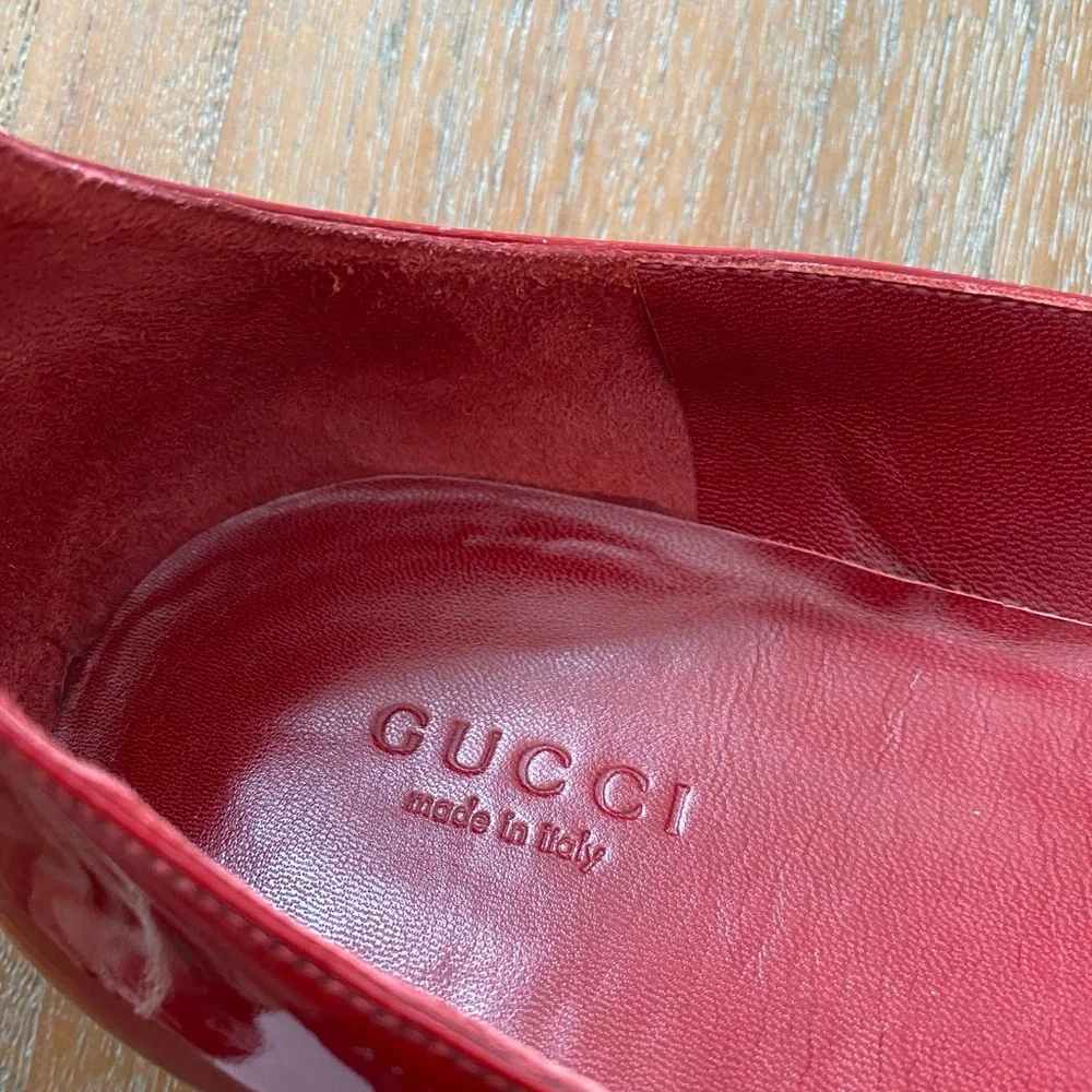 GUCCI Red Patent Leather Ballet Flats - Picture 4 of 14